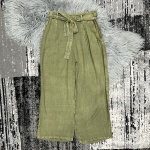 Solitaire By Ravi Khosla Womens Green Crush Designed Tie Pants Size Small NWT